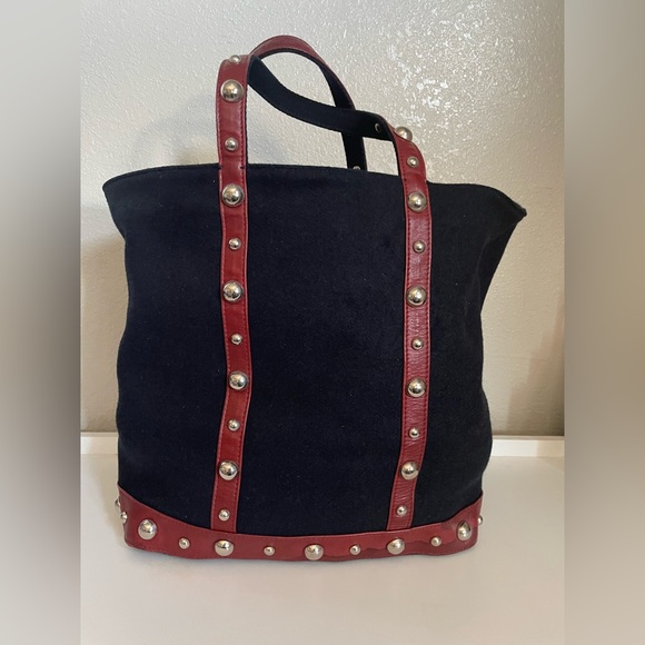 Vanessa Bruno CABAS MOYEN Tote Bag Navy Wool - Picture 1 of 7
